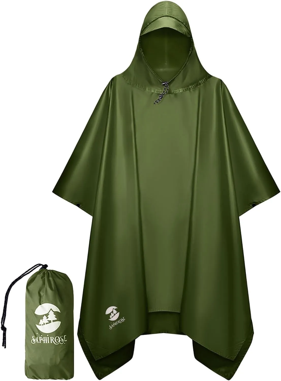Hooded Rain Poncho Waterproof Raincoat Jacket for Men Women Adults