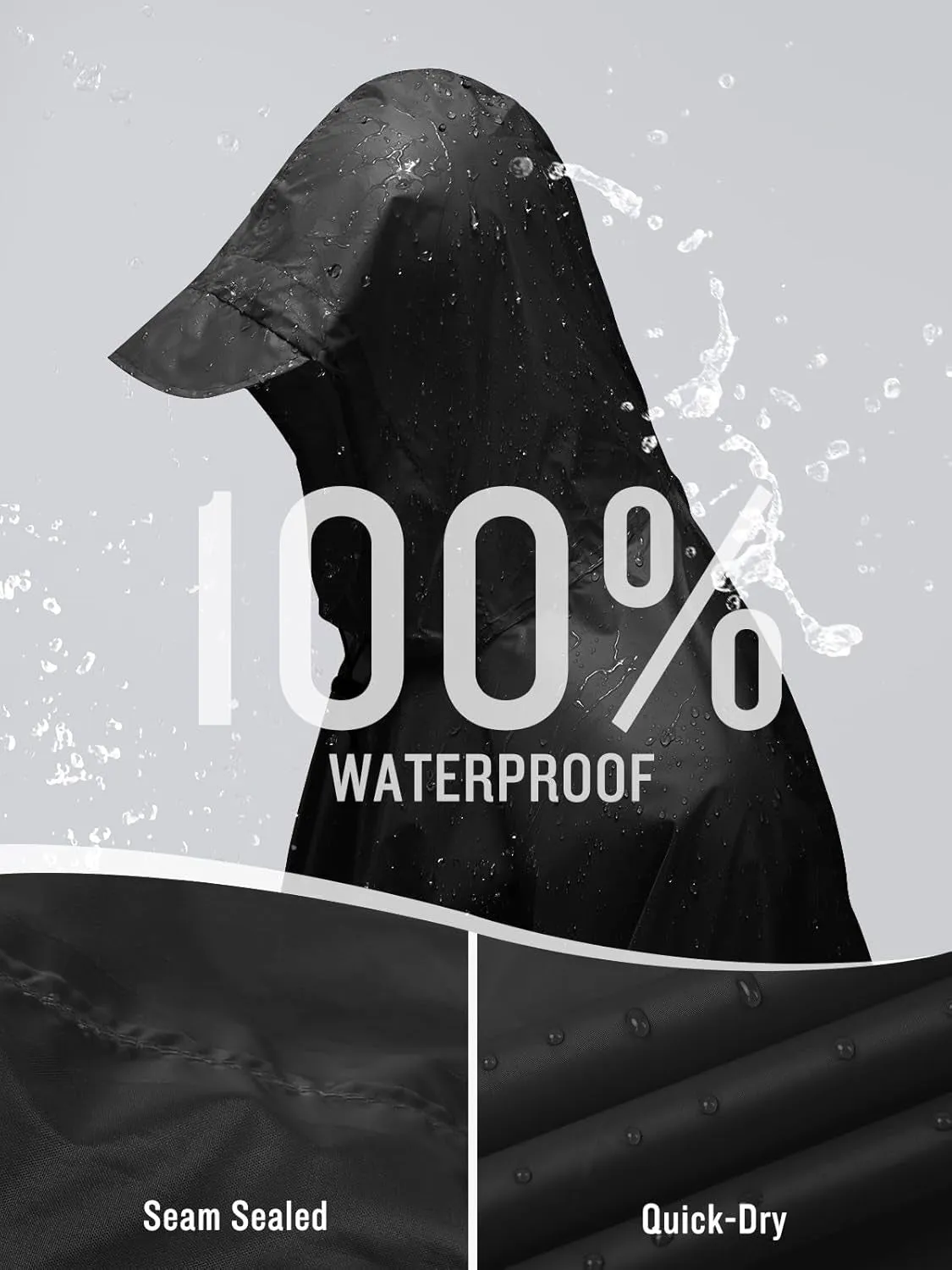 Hooded Rain Poncho Waterproof Raincoat Jacket for Men Women Adults