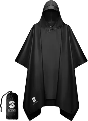 Hooded Rain Poncho Waterproof Raincoat Jacket for Men Women Adults