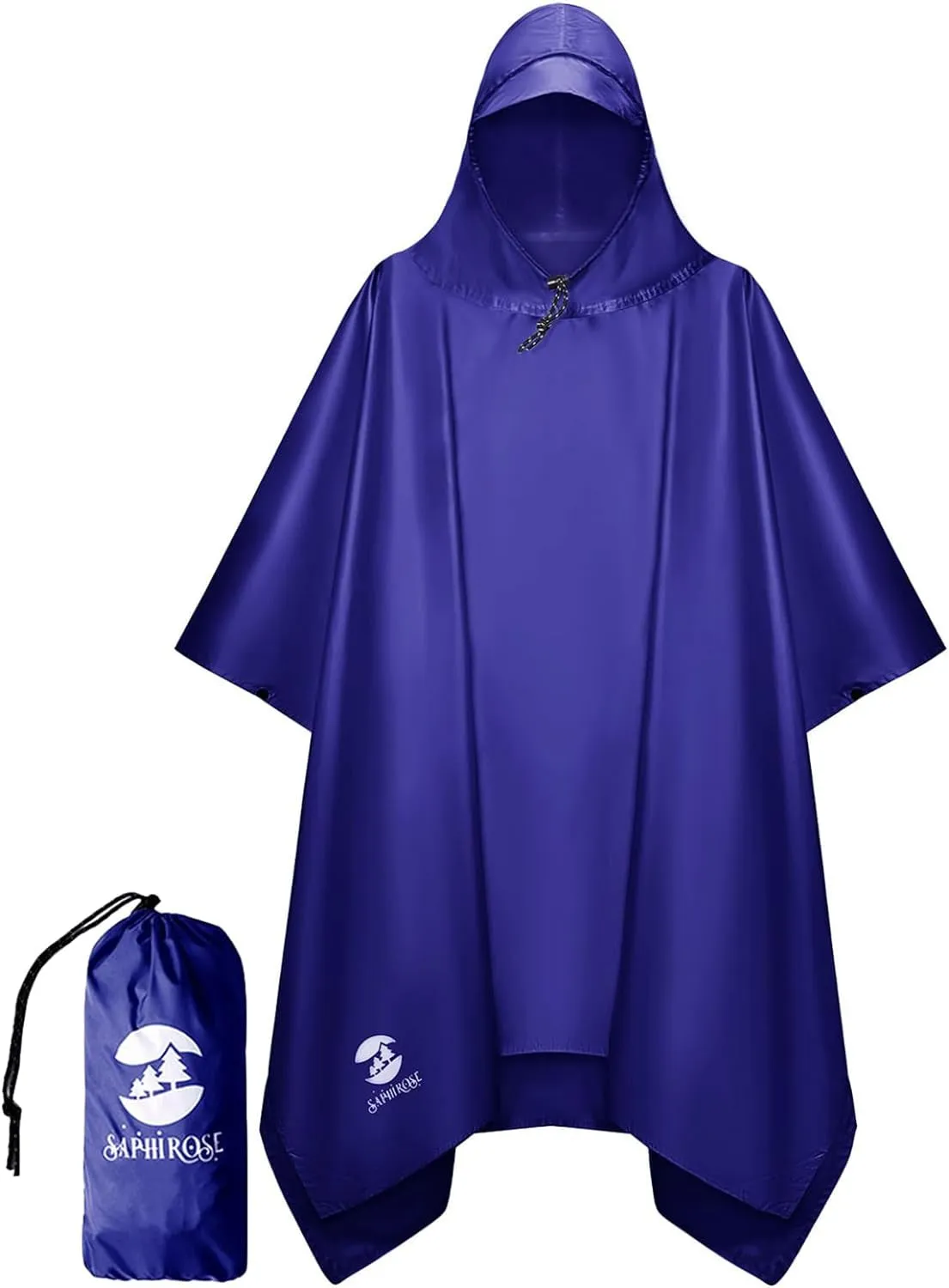 Hooded Rain Poncho Waterproof Raincoat Jacket for Men Women Adults
