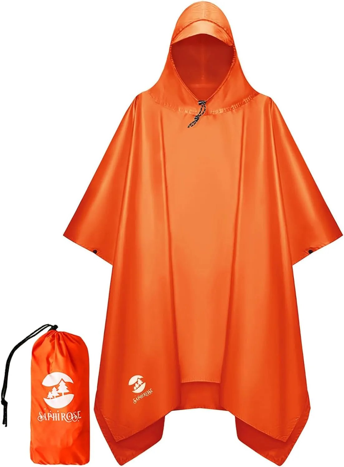 Hooded Rain Poncho Waterproof Raincoat Jacket for Men Women Adults