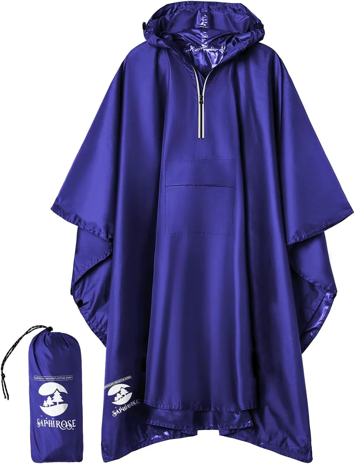 Hooded Rain Poncho Waterproof Raincoat Jacket for Men Women Adults