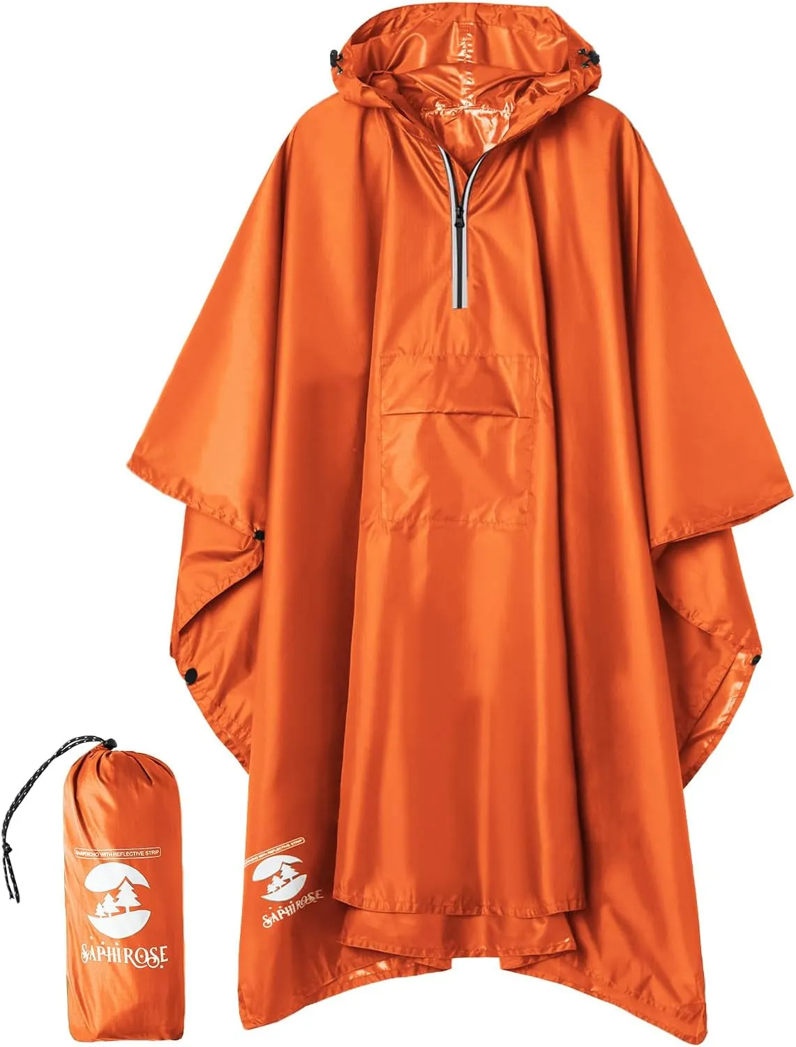 Hooded Rain Poncho Waterproof Raincoat Jacket for Men Women Adults