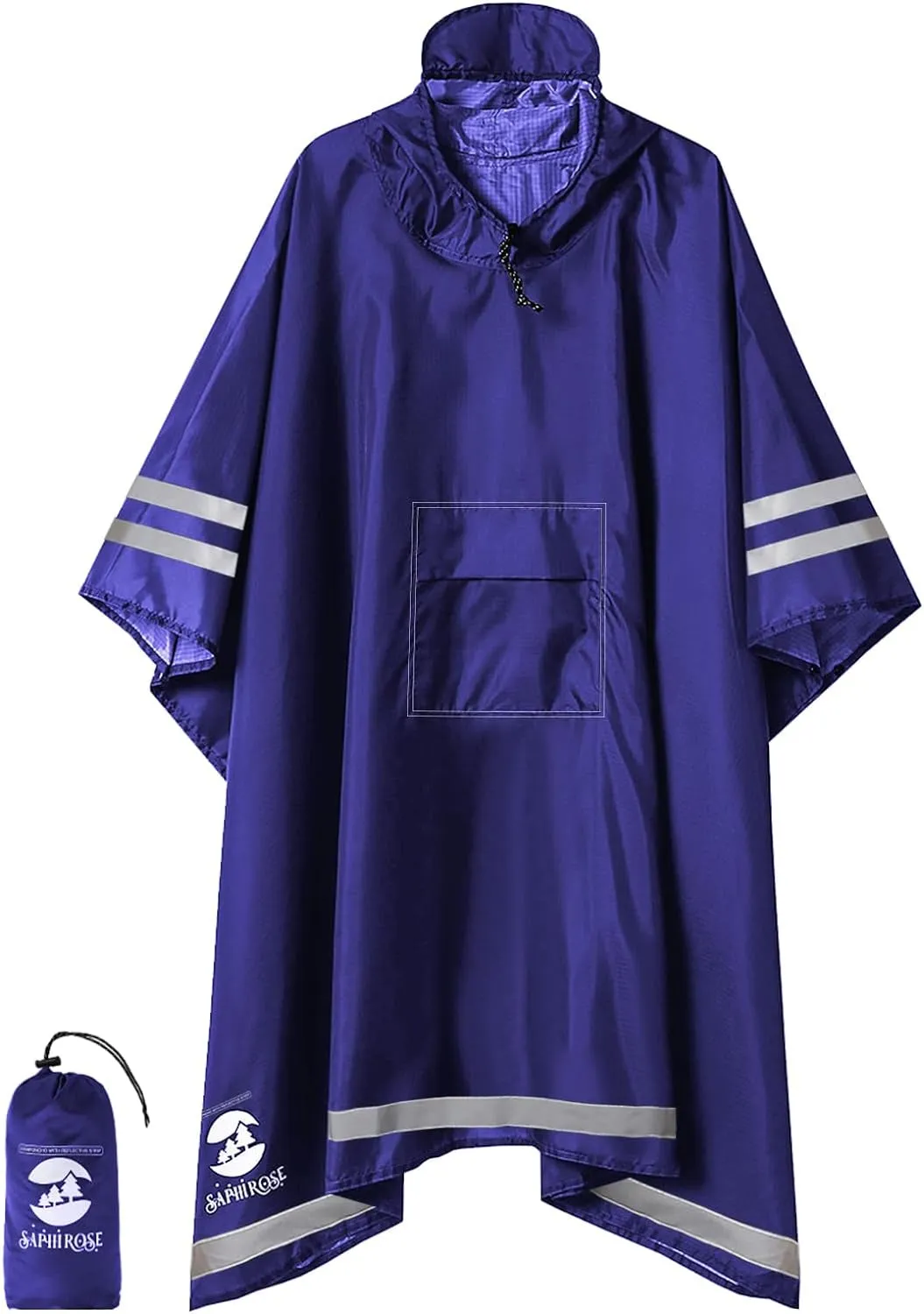Hooded Rain Poncho Waterproof Raincoat Jacket for Men Women Adults