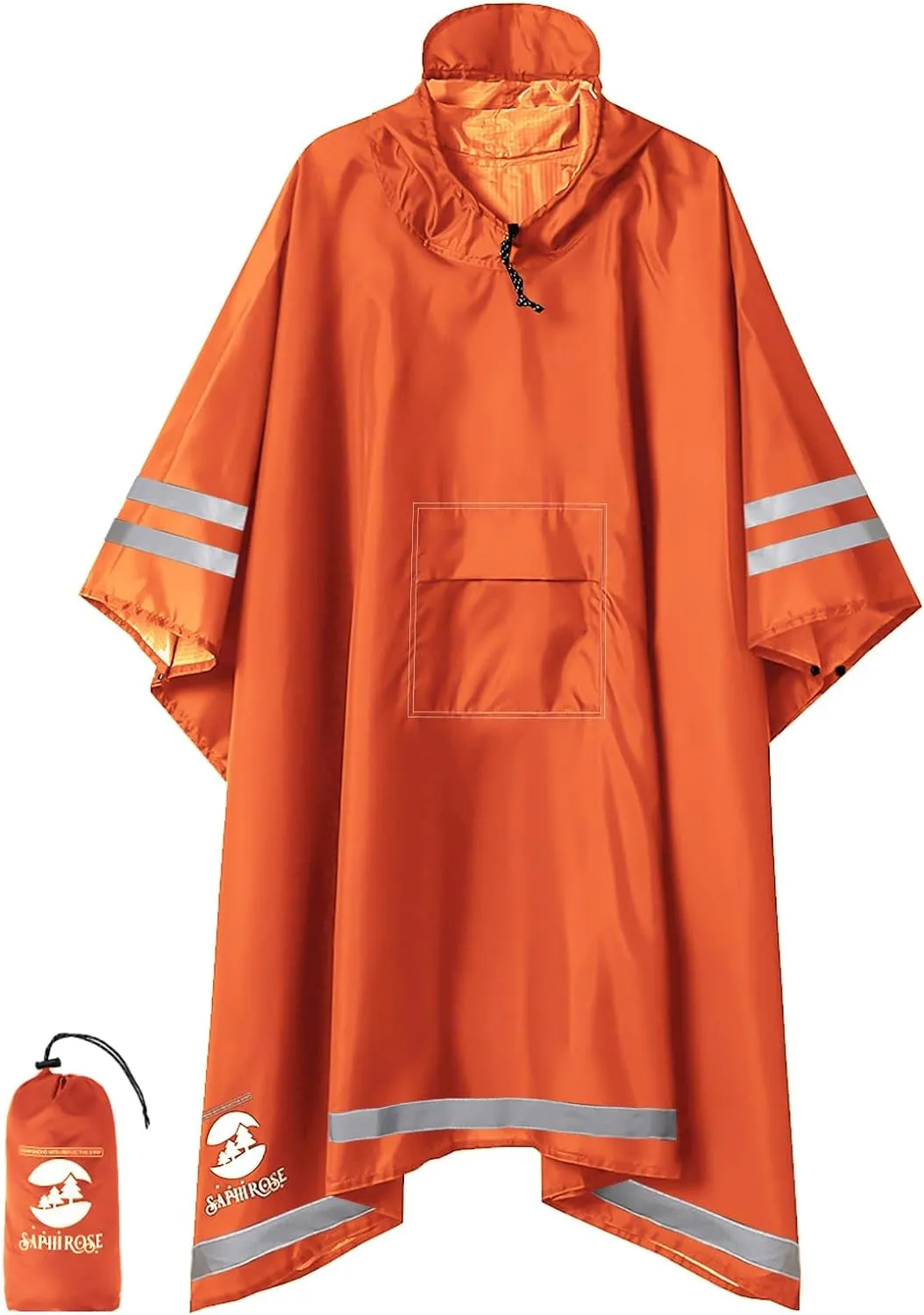 Hooded Rain Poncho Waterproof Raincoat Jacket for Men Women Adults