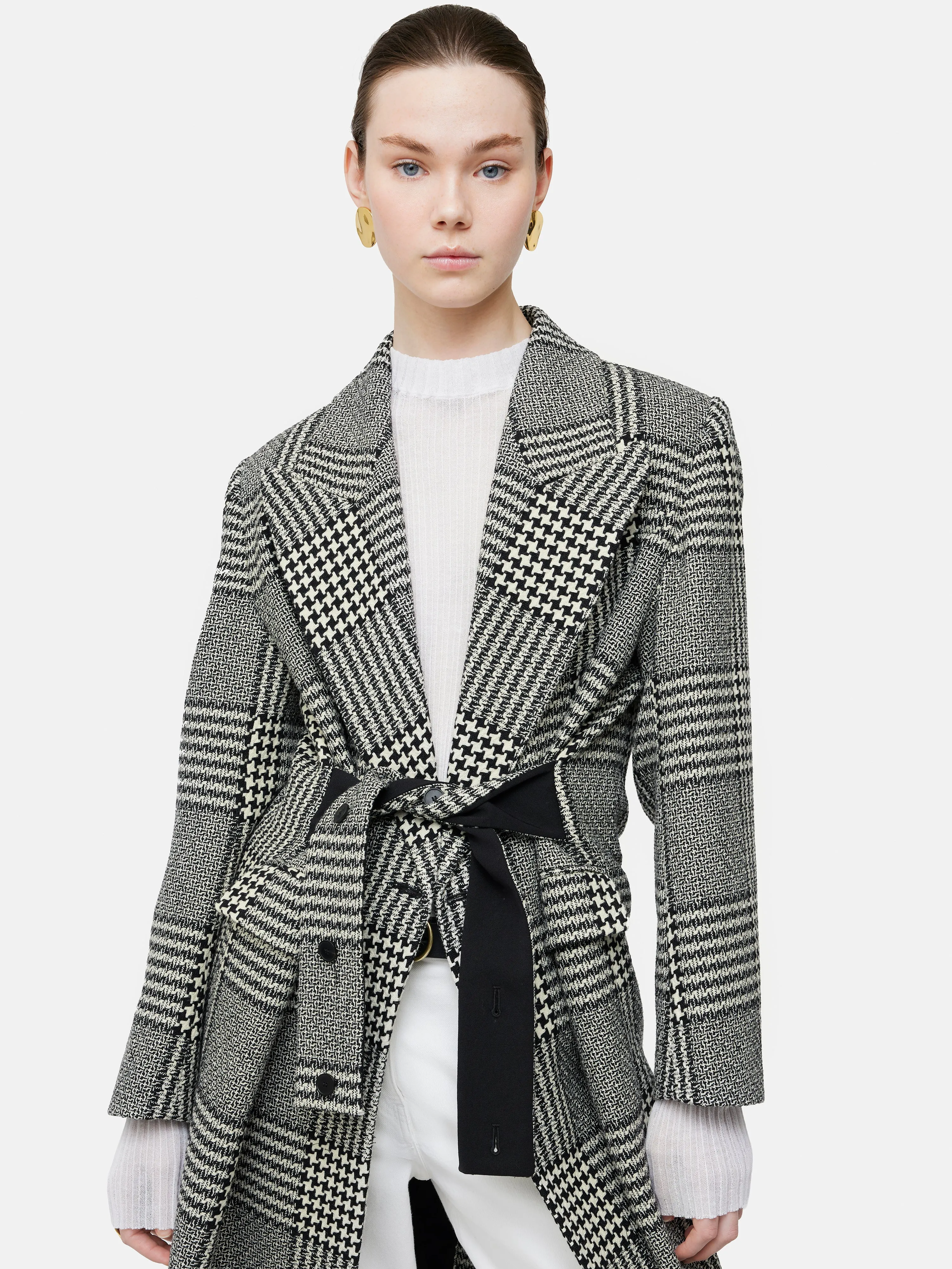 Italian Wool Belted Overcoat | Monochrome