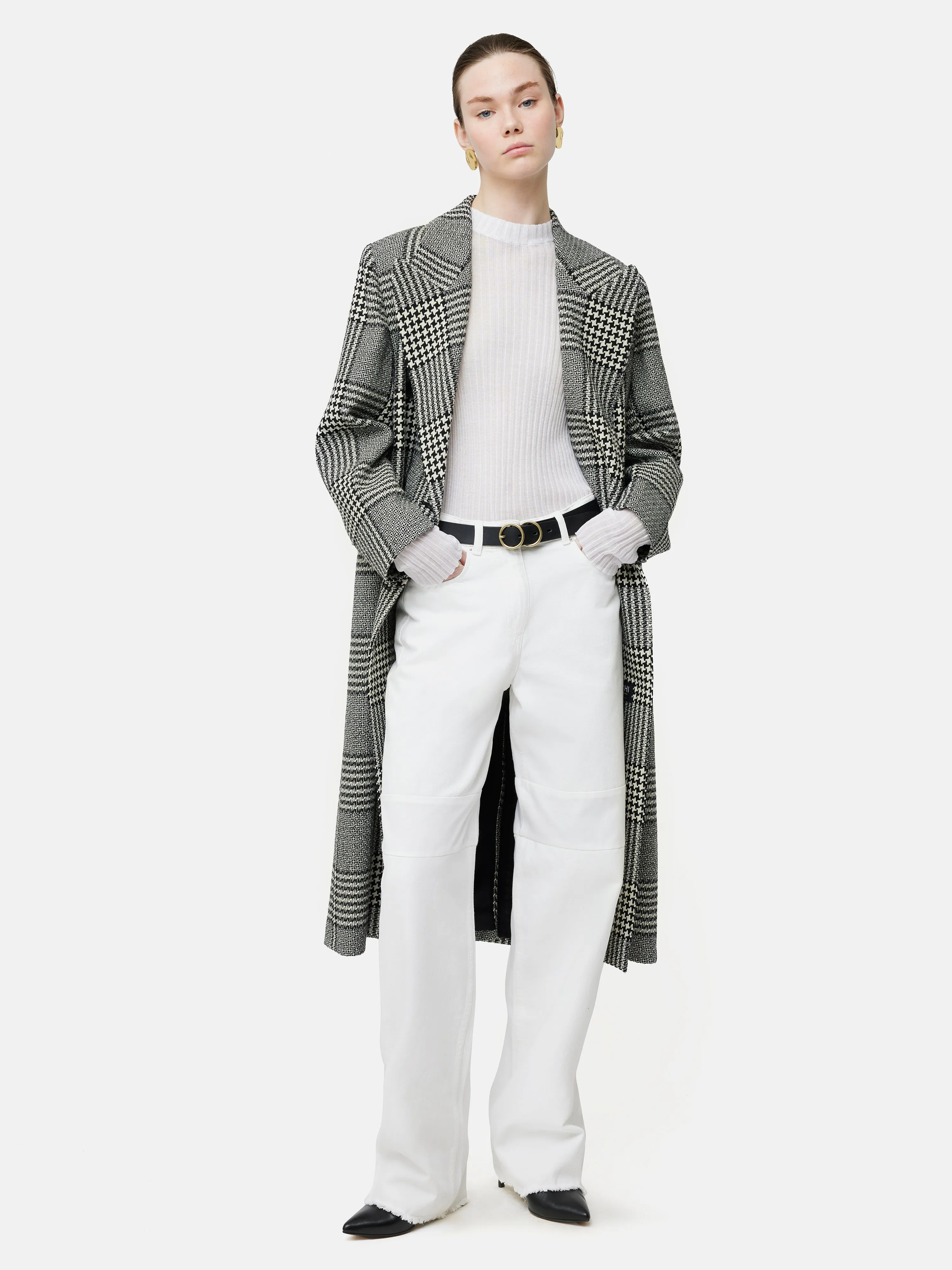 Italian Wool Belted Overcoat | Monochrome