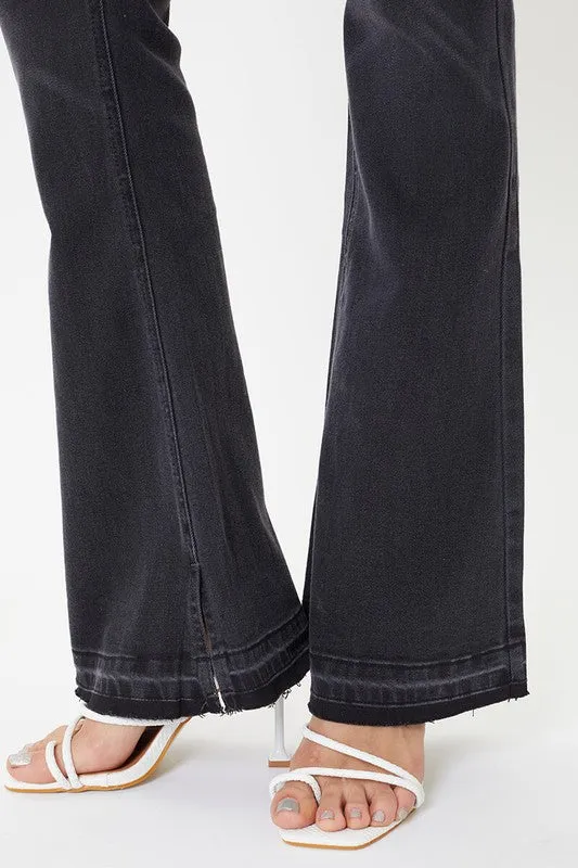 Kan Can Dark Grey Mid Rise Flare Jeans