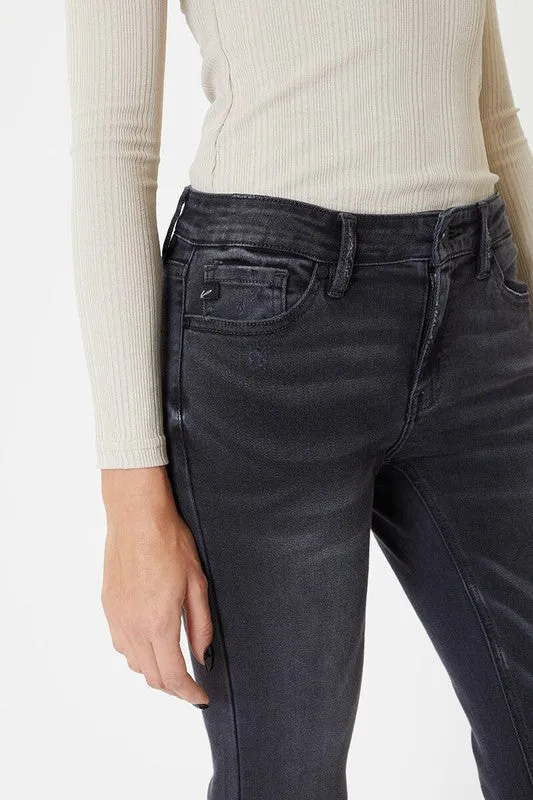 Kan Can Dark Grey Mid Rise Flare Jeans