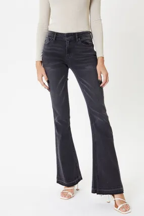 Kan Can Dark Grey Mid Rise Flare Jeans