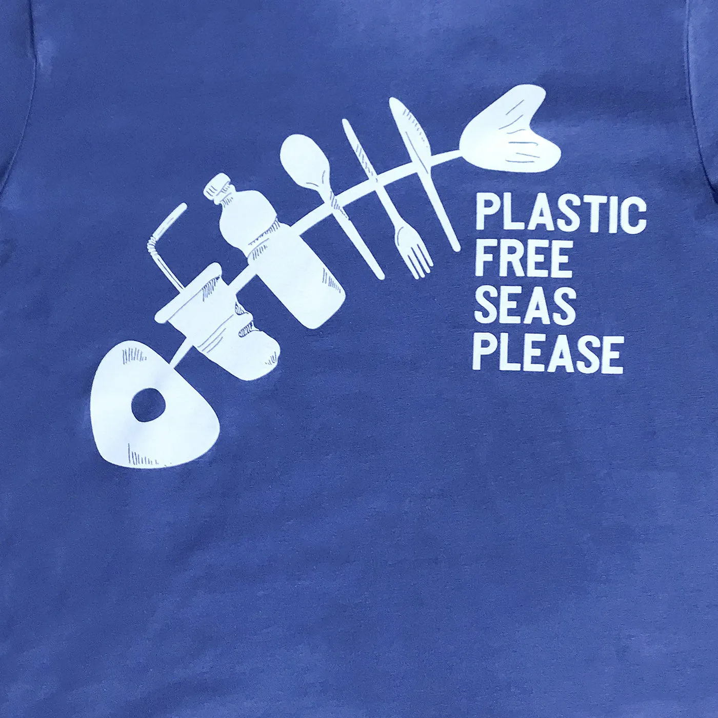 Kids 'Plastic Free Seas Please' Fish T-Shirt - Blue