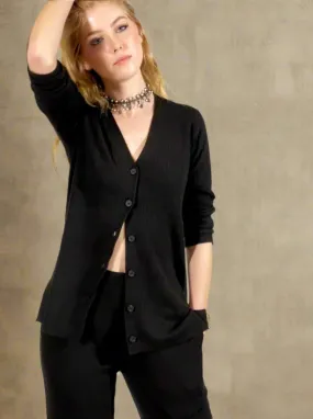 Lightweight Rib Knit Cardigan with Cashmere - The Trinity