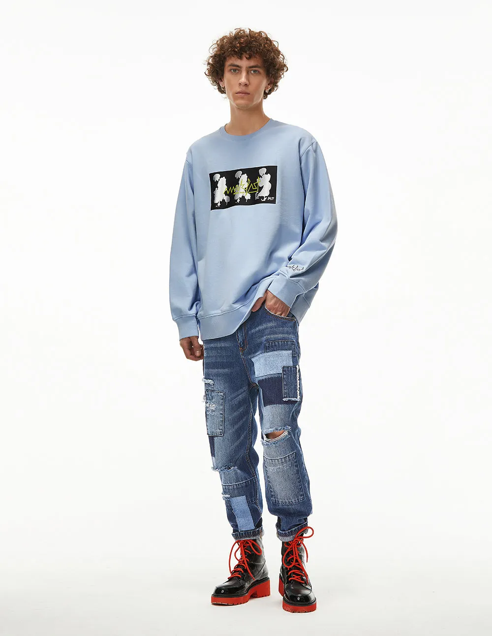 MARK FAST Men MF Dancing Floral Monster Metallic Printed Sweatshirt