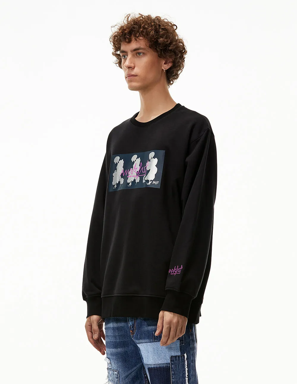 MARK FAST Men MF Dancing Floral Monster Metallic Printed Sweatshirt