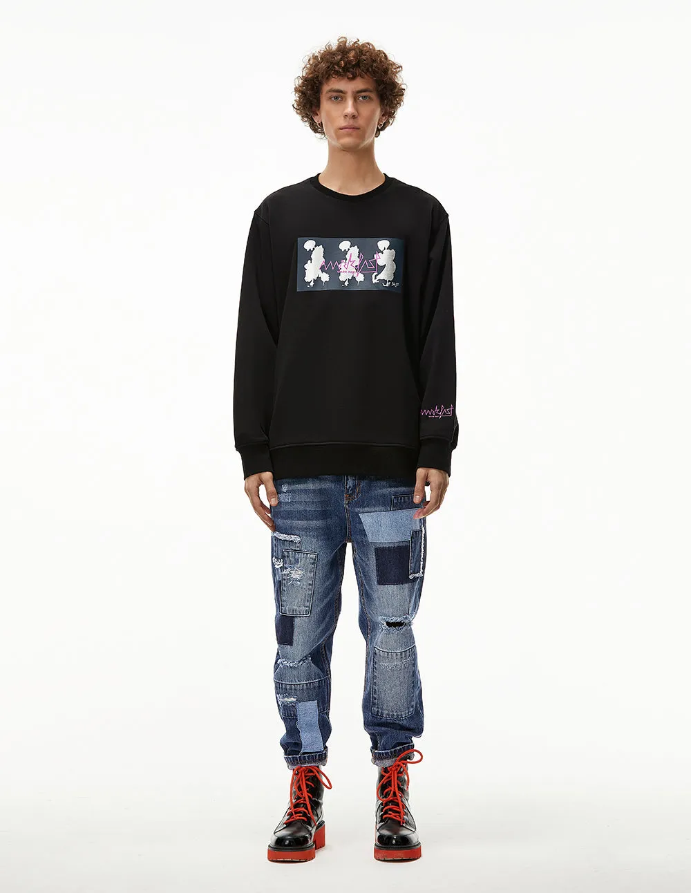 MARK FAST Men MF Dancing Floral Monster Metallic Printed Sweatshirt