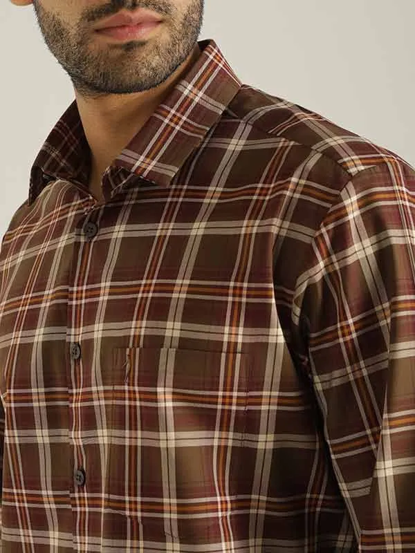 Mens Checked Full Sleeve Cotton Shirt - Classic Casual Style for Comfort and Versatility