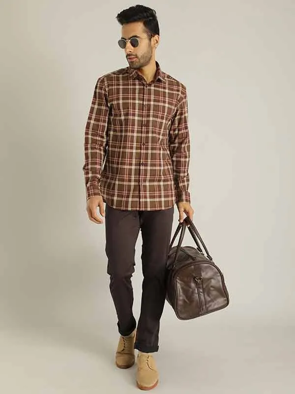Mens Checked Full Sleeve Cotton Shirt - Classic Casual Style for Comfort and Versatility