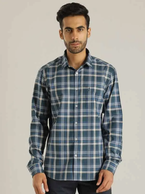 Mens Checked Full Sleeve Cotton Shirt - Classic Casual Style for Comfort and Versatility