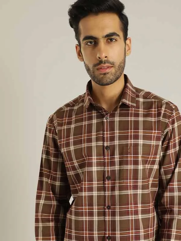 Mens Checked Full Sleeve Cotton Shirt - Classic Casual Style for Comfort and Versatility