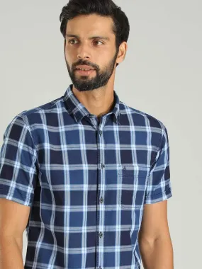 Men Checked Half Sleeve Cotton Shirt