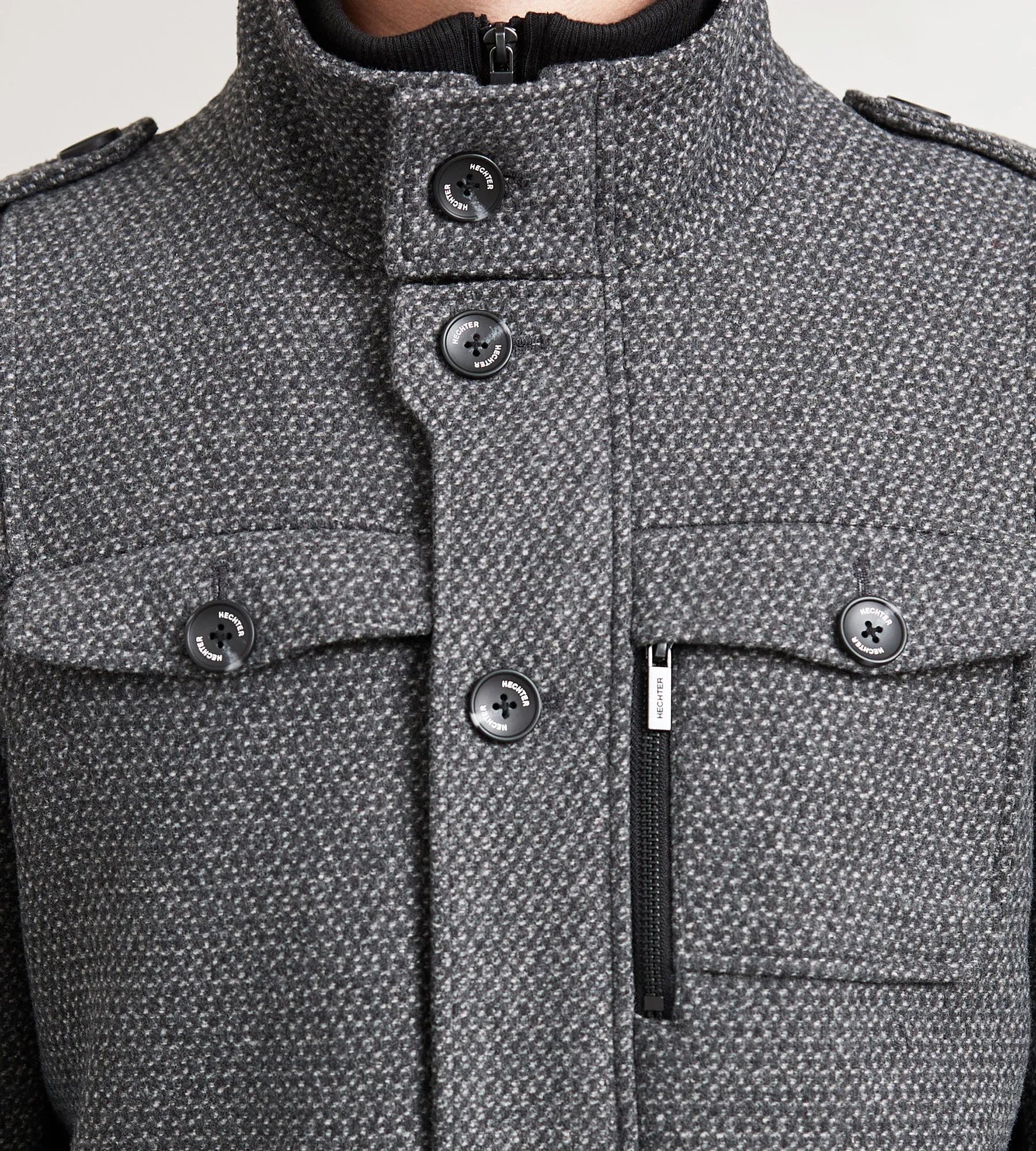 Modern Mid-Length Field Coat with Removable Bib
