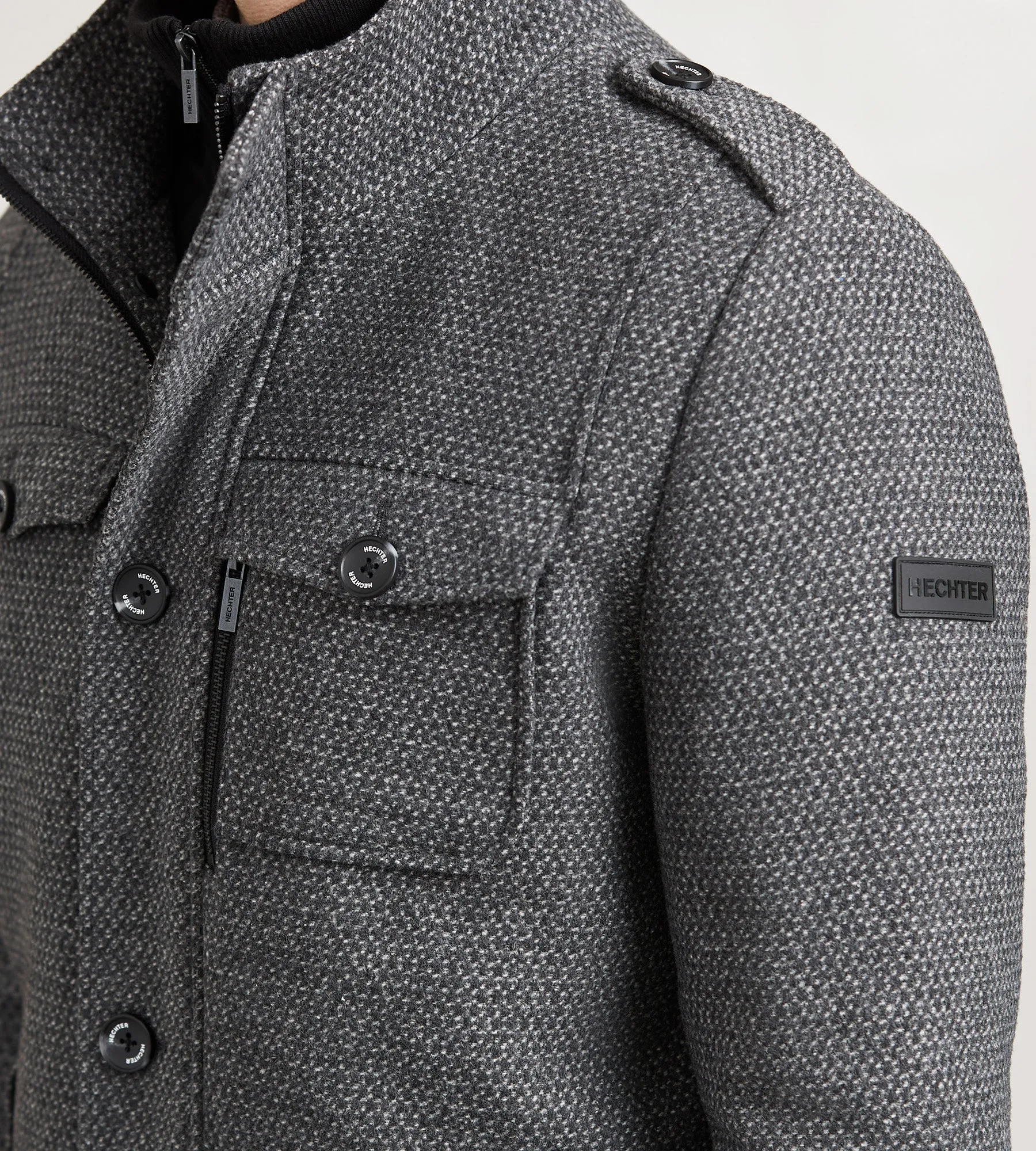 Modern Mid-Length Field Coat with Removable Bib