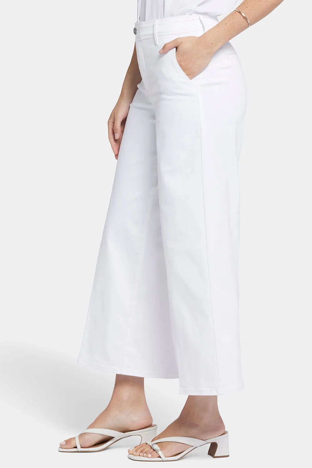 Mona Wide Leg Trouser Ankle Jeans  - Optic White