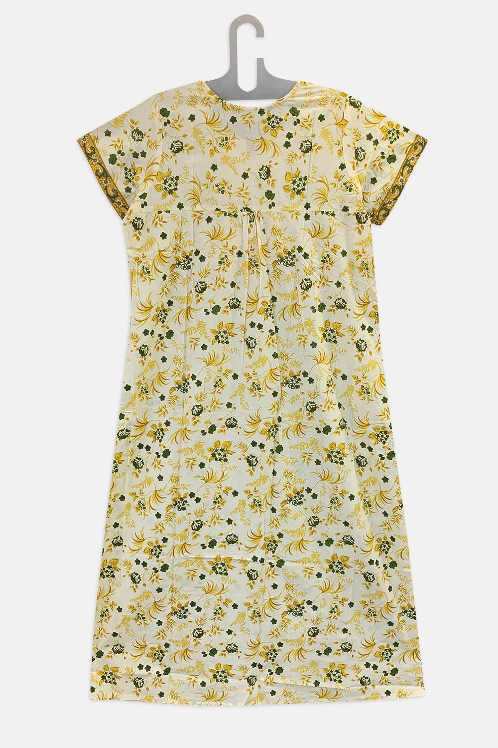 Naidu Hall Round Neck Half Sleeve Pull-On Nighty - Yellow - NT30