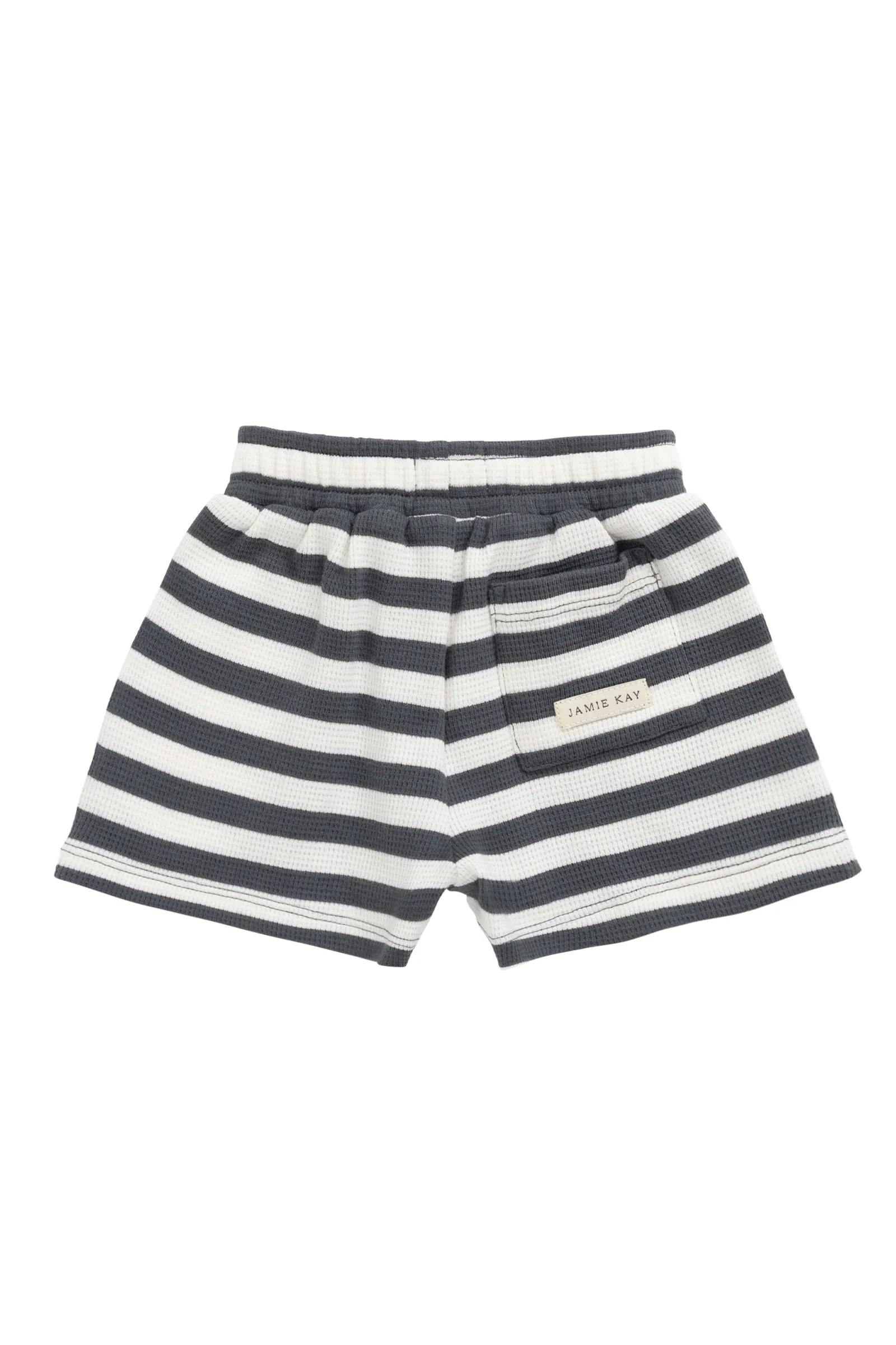 Organic Cotton Waffle Leith Short - Oliver Stripe Atlantic/Cloud