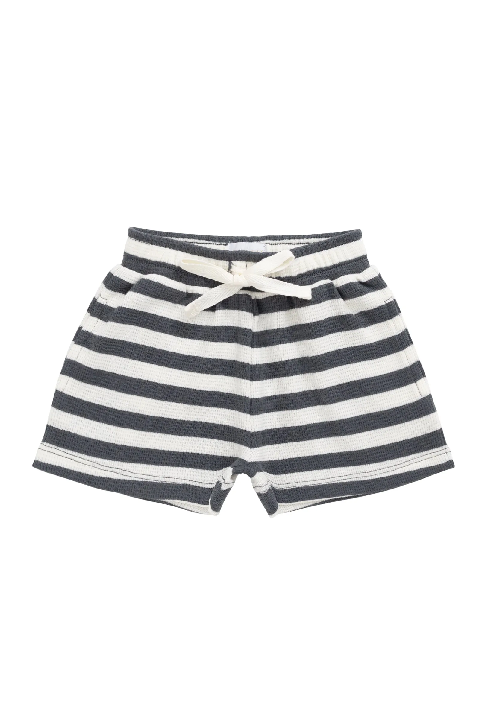 Organic Cotton Waffle Leith Short - Oliver Stripe Atlantic/Cloud
