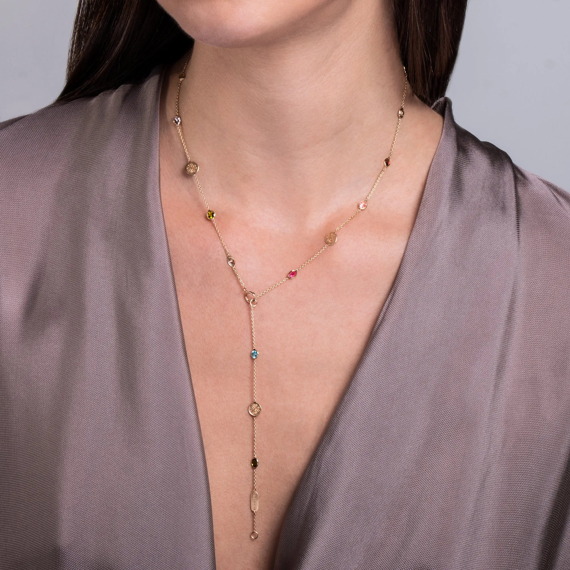 Signature Gem Necklace, Watermelon Tourmaline, Mid-Length