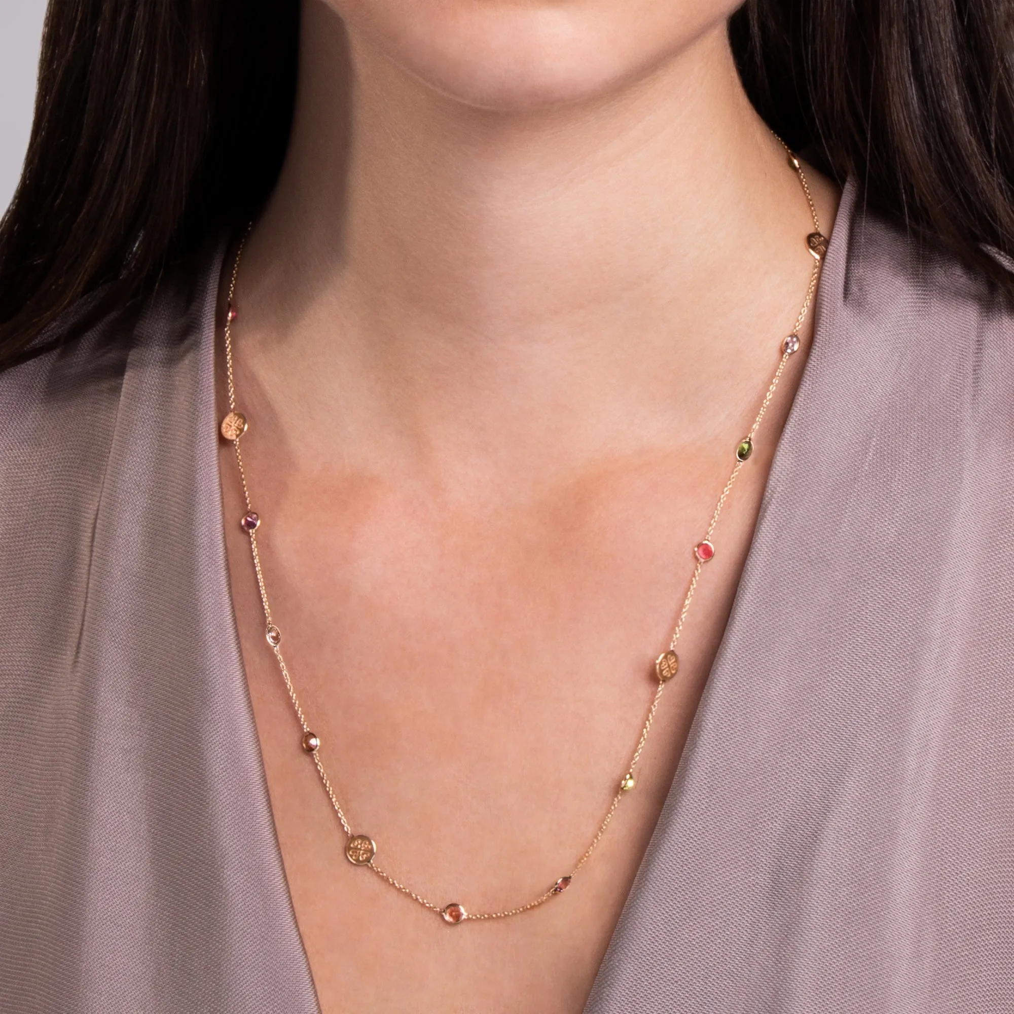 Signature Gem Necklace, Watermelon Tourmaline, Mid-Length