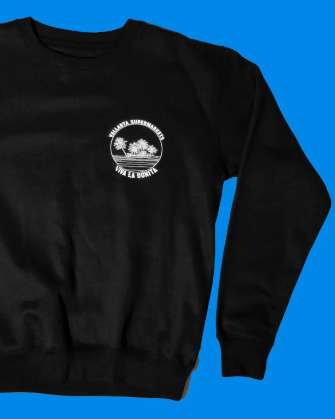 VALLARTA X VIVA LA BONITA BLACK CREWNECK SWEATSHIRT