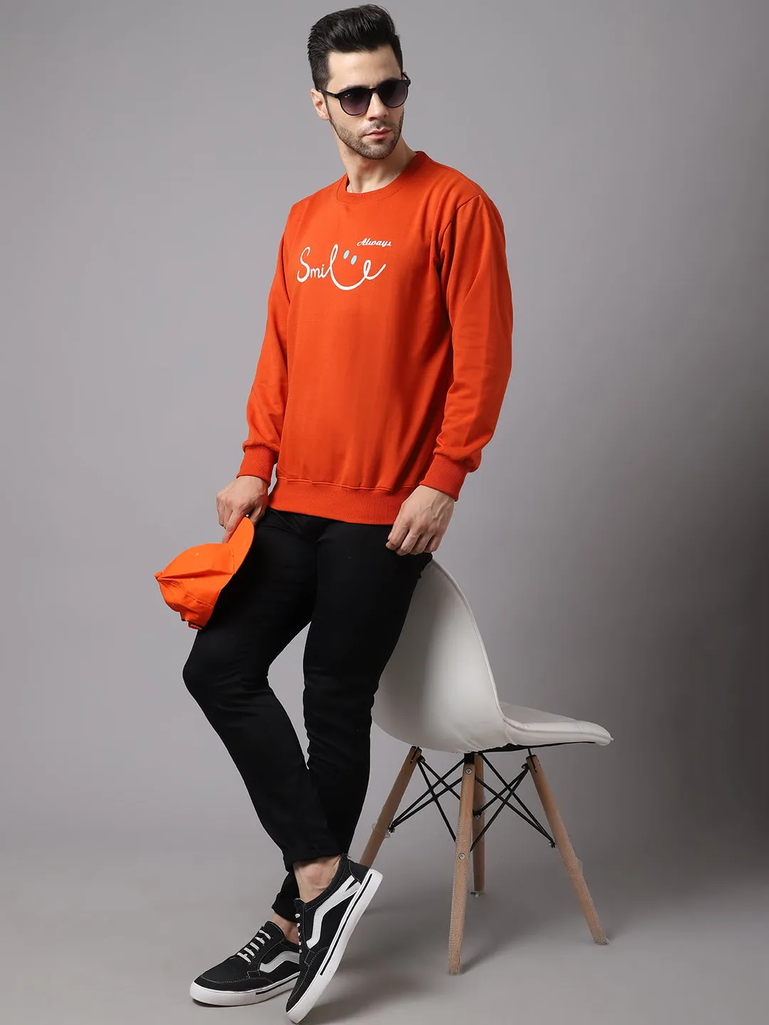 Vimal Jonney Fleece Round Neck Printed Sweatshirt for Men