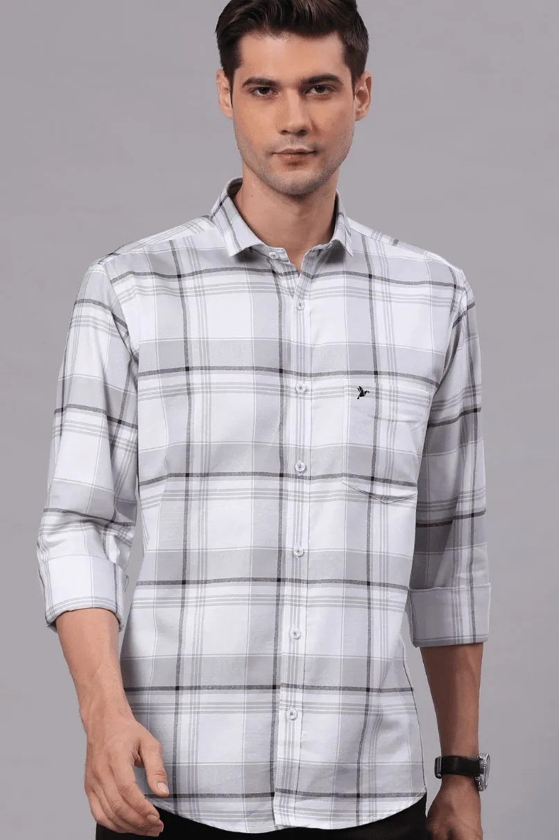White and Silver Grey Checks - Full-Stain Proof