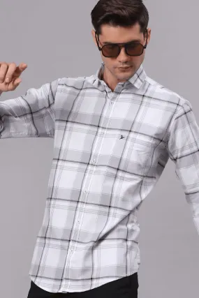White and Silver Grey Checks - Full-Stain Proof