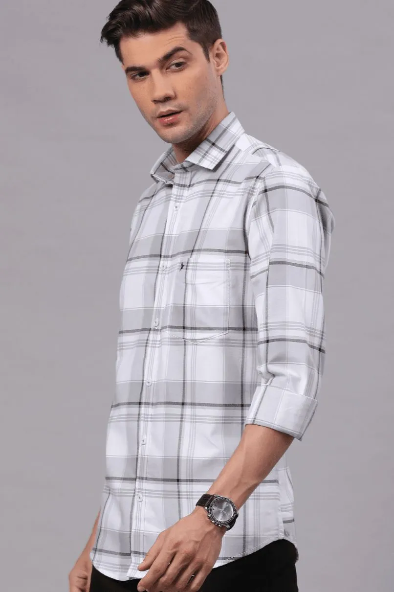 White and Silver Grey Checks - Full-Stain Proof