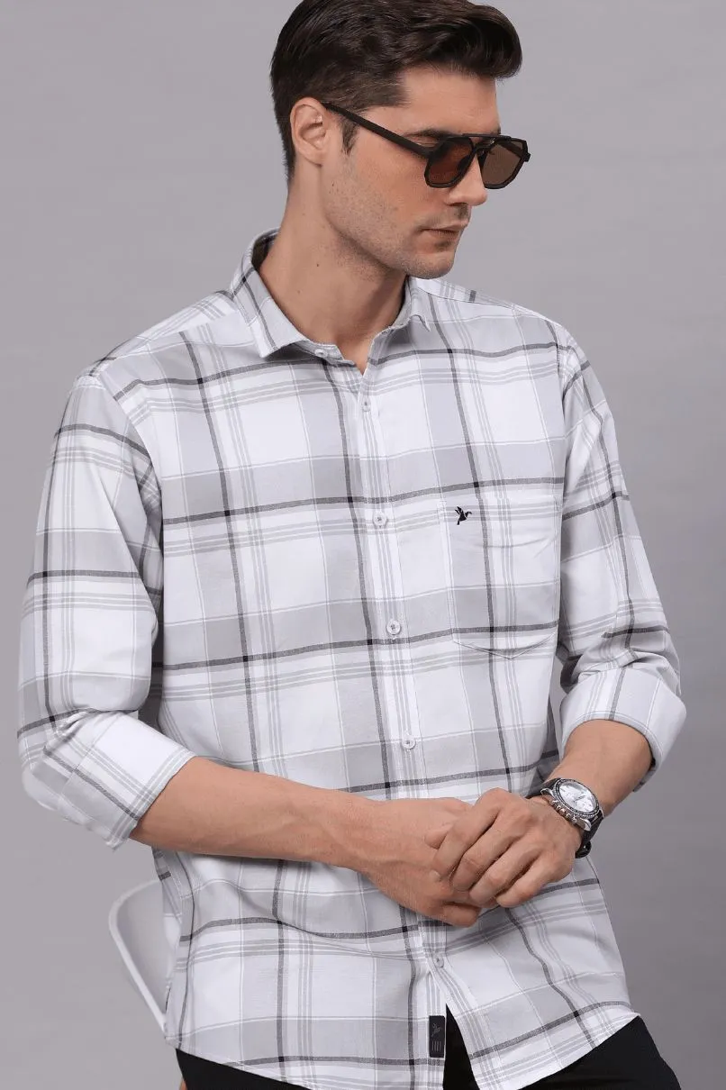 White and Silver Grey Checks - Full-Stain Proof