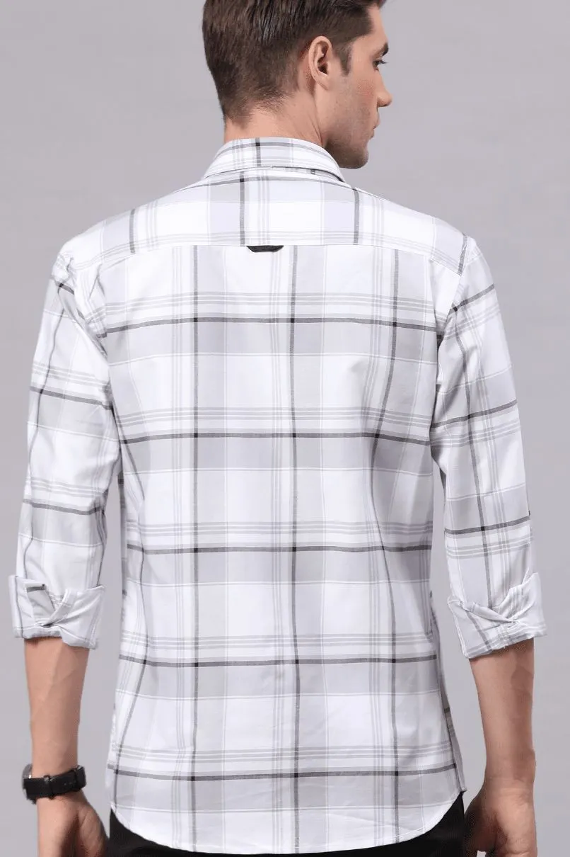 White and Silver Grey Checks - Full-Stain Proof
