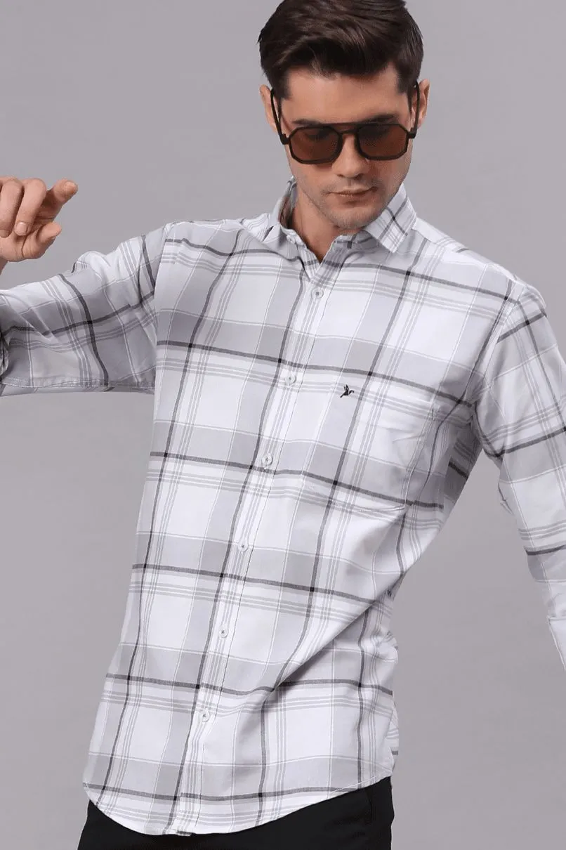 White and Silver Grey Checks - Full-Stain Proof