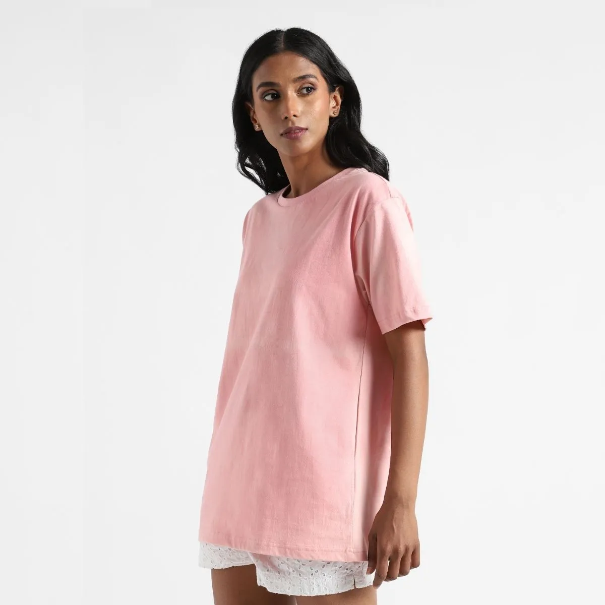 Women's Round Neck T-shirt | Soft Cotton | Comfort Fit | Rose Pink