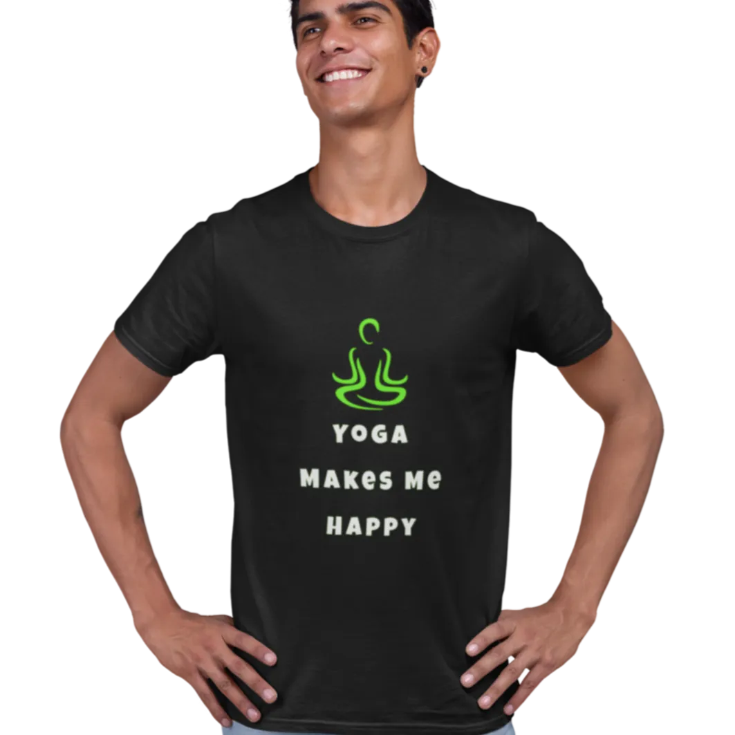 Yoga Makes Me Happy T Shirt for Men D68