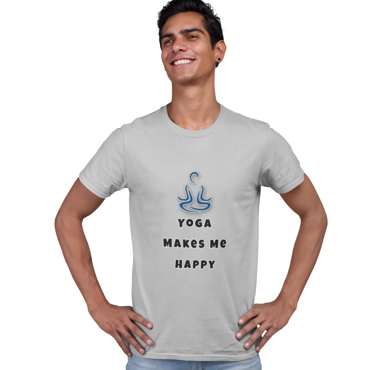 Yoga Makes Me Happy T Shirt for Men D68