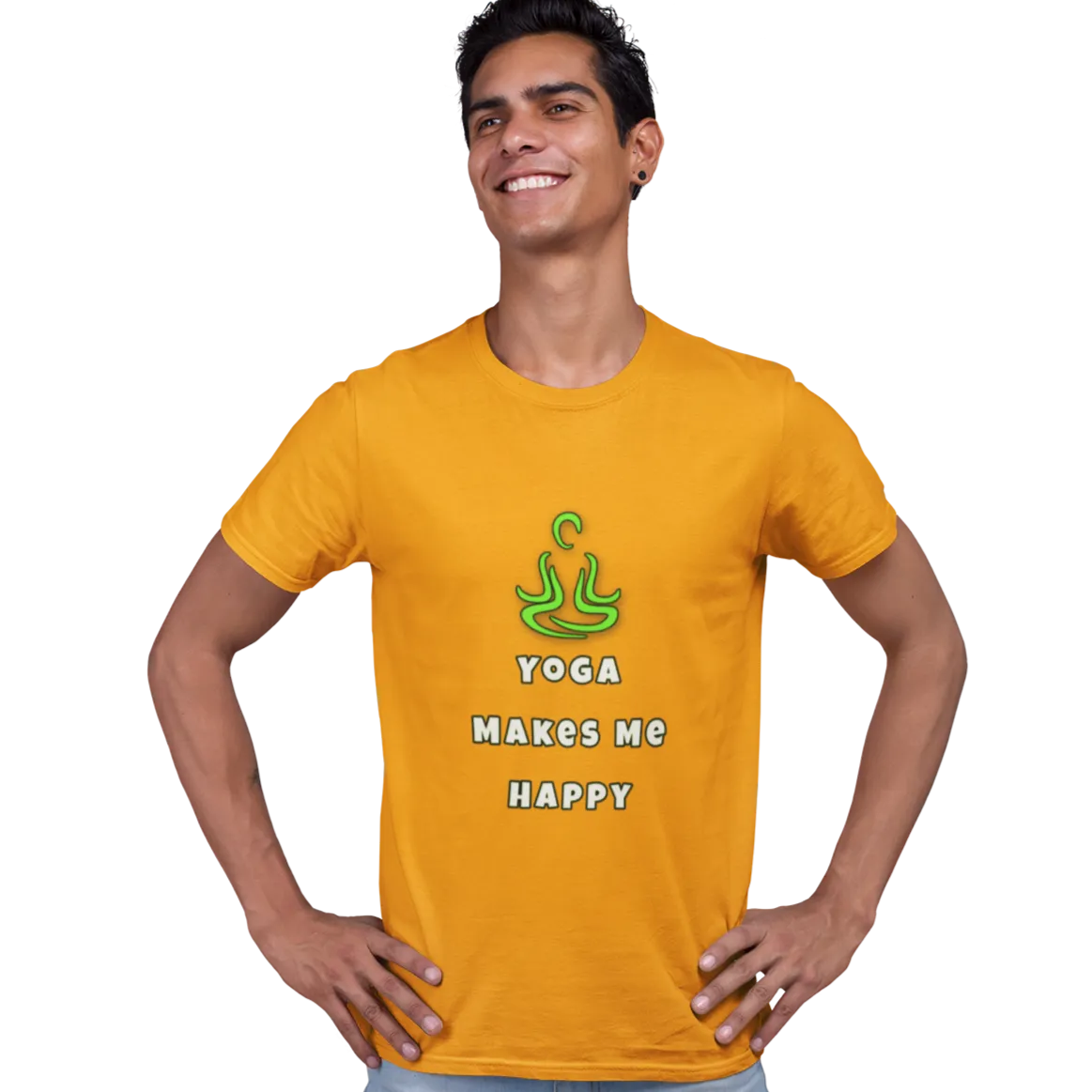 Yoga Makes Me Happy T Shirt for Men D68